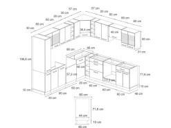New Vicco R-Line Eckküche /Anthrazit 257 x 277 cm J-ShapeAP Anthrazit ohne E-Geräte Winkelküchen|Single-Küchen