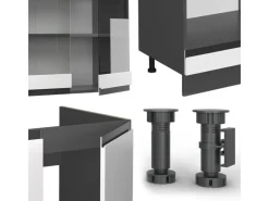 New Vicco R-Line Eckküche /Anthrazit 257 x 277 cm J-ShapeAP Anthrazit ohne E-Geräte Winkelküchen|Single-Küchen