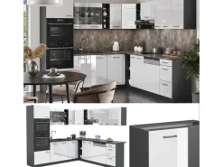 Hot Vicco R-Line Eckküche /Anthrazit 237 x 60 cm ohne Arbeitsplatte ohne E-Geräte Winkelküchen|Einbauküchen