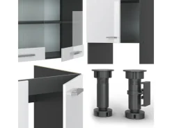 Vicco R-Line Eckküche /Anthrazit 237 x 247 cm AP Eiche ohne E-Geräte Winkelküchen|Einbauküchen