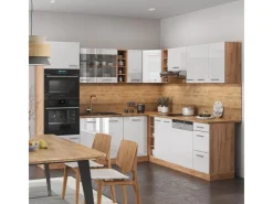 Best Vicco R-Line Eckküche Weiß Hochglanz/Goldkraft Eiche 237 x 247 cm AP Anthrazit ohne E-Geräte Winkelküchen|Einbauküchen
