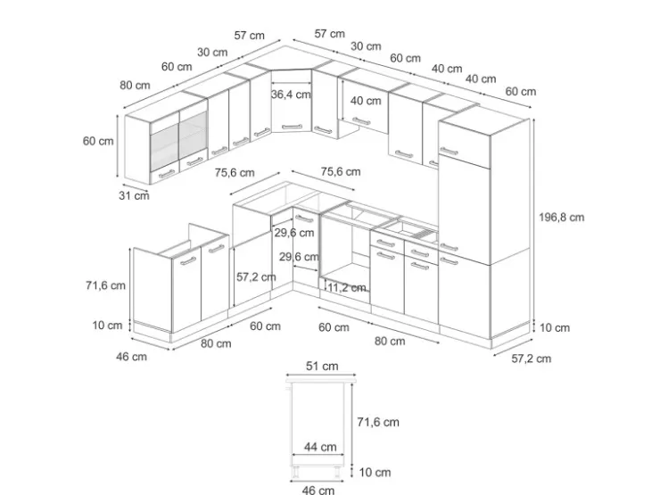 Winkelküchen<Vicco R-Line Eckküche Weiß Landhaus/Goldkraft Eiche 227 x 287 cm AP Eiche ohne E-Geräte Weiß Struktur
