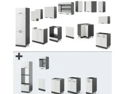 Outlet Vicco R-Line Eckküche Weiß Landhaus/Anthrazit 227 x 287 cm ohne Arbeitsplatte ohne E-Geräte Weiß Strukturiert