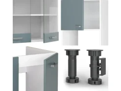 Best Vicco R-Line Einbauküche Blau-Grau/Weiß 237 x 60 cm ohne Arbeitsplatte ohne E-Geräte Blaugrau