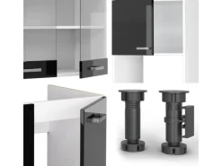 Clearance Vicco R-Line Einbauküche in L-Form 237 x 60 cm AP Marmor ohne E-Geräte Winkelküchen|Einbauküchen