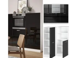 Hot Vicco R-Line Einbauküche /Weiß 180 cm ohne Arbeitsplatte ohne E-Geräte Schwarz Hochglanz