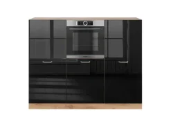 New Vicco R-Line Einbauküche /Goldkraft Eiche 180 cm ohne Arbeitsplatte ohne E-Geräte Schwarz Hochglanz