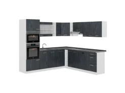 Best Vicco R-Line Einbauküche Schwarz Beton/Weiß 237 x 247 cm AP Anthrazit ohne E-Geräte Winkelküchen|Kücheninseln