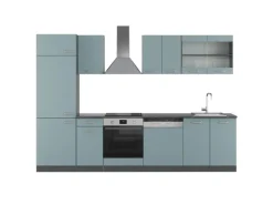 Outlet Vicco R-Line Küche Blau-Grau/Anthrazit 300 cm ohne Arbeitsplatte ohne E-Geräte Zubehör Für Küchenarmatur|Einbauküchen