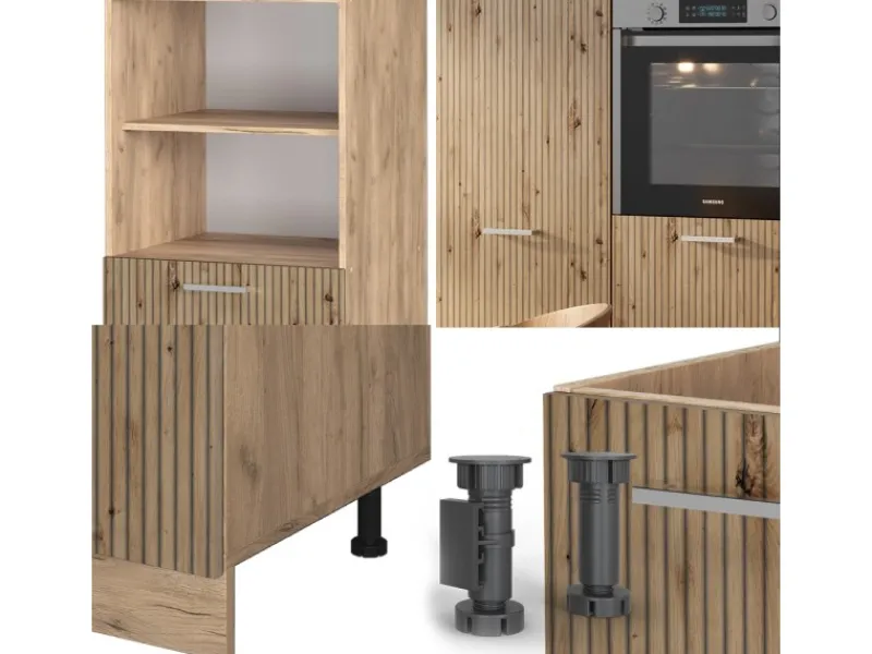 New Vicco R-Line Küchenblock Artisan-Eiche/Goldkraft Eiche 180 cm ohne Arbeitsplatte ohne E-Geräte Single-Küchen|Pantryküchen