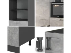 Hot Vicco R-Line Küchenblock /Anthrazit 180 cm ohne Arbeitsplatte ohne E-Geräte Einbauküchen