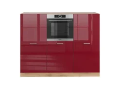 Best Vicco R-Line Küchenblock Bordeaux Hochglanz/Goldkraft Eiche 180 cm ohne Arbeitsplatte ohne E-Geräte Bordeaux-Glanz