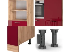 Best Vicco R-Line Küchenblock Bordeaux Hochglanz/Goldkraft Eiche 180 cm ohne Arbeitsplatte ohne E-Geräte Bordeaux-Glanz
