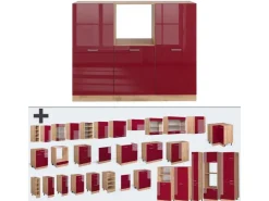 Best Vicco R-Line Küchenblock Bordeaux Hochglanz/Goldkraft Eiche 180 cm ohne Arbeitsplatte ohne E-Geräte Bordeaux-Glanz
