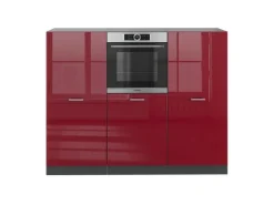 Herde|Kühlschränke<Vicco R-Line Küchenblock Bordeaux Hochglanz/Anthrazit 180 cm ohne Arbeitsplatte ohne E-Geräte Brilliant Bordeaux