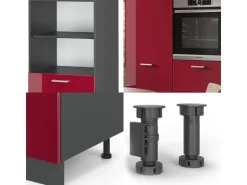 Herde|Kühlschränke<Vicco R-Line Küchenblock Bordeaux Hochglanz/Anthrazit 180 cm ohne Arbeitsplatte ohne E-Geräte Brilliant Bordeaux