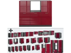 Herde|Kühlschränke<Vicco R-Line Küchenblock Bordeaux Hochglanz/Anthrazit 180 cm ohne Arbeitsplatte ohne E-Geräte Brilliant Bordeaux