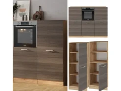 Best Vicco R-Line Küchenblock /Goldkraft Eiche 180 cm ohne Arbeitsplatte ohne E-Geräte Edelgrau