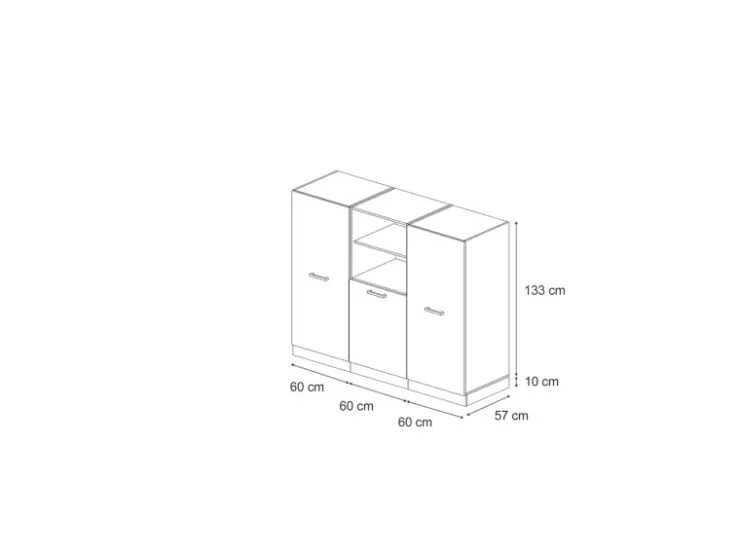 Best Vicco R-Line Küchenblock /Goldkraft Eiche 180 cm ohne Arbeitsplatte ohne E-Geräte Edelgrau