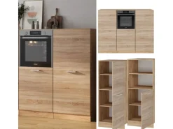 Clearance Vicco R-Line Küchenblock Sonoma/Goldkraft Eiche 180 cm ohne Arbeitsplatte ohne E-Geräte Einbauküchen