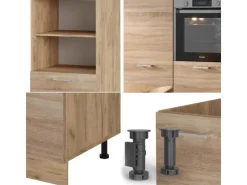 Clearance Vicco R-Line Küchenblock Sonoma/Goldkraft Eiche 180 cm ohne Arbeitsplatte ohne E-Geräte Einbauküchen