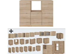 Clearance Vicco R-Line Küchenblock Sonoma/Goldkraft Eiche 180 cm ohne Arbeitsplatte ohne E-Geräte Einbauküchen