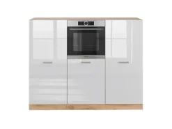 Einbauküchen<Vicco R-Line Küchenblock Weiß Hochglanz/Goldkraft Eiche 180 cm ohne Arbeitsplatte ohne E-Geräte Hochglanz Weiß
