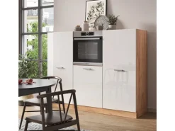Einbauküchen<Vicco R-Line Küchenblock Weiß Hochglanz/Goldkraft Eiche 180 cm ohne Arbeitsplatte ohne E-Geräte Hochglanz Weiß