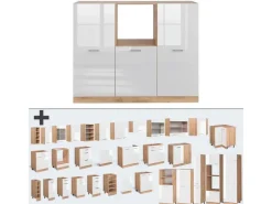 Einbauküchen<Vicco R-Line Küchenblock Weiß Hochglanz/Goldkraft Eiche 180 cm ohne Arbeitsplatte ohne E-Geräte Hochglanz Weiß