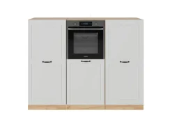 Einbauküchen<Vicco R-Line Küchenblock Weiß Landhaus/Goldkraft Eiche 180 cm ohne Arbeitsplatte ohne E-Geräte Weiß Struktur