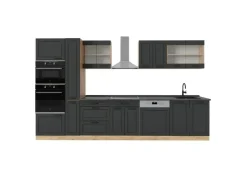 Best Vicco R-Line Küchenzeile Anthrazit Landhaus/Goldkraft Eiche 350 cm AP Anthrazit ohne E-Geräte Anthrazit Struktur