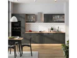 Best Vicco R-Line Küchenzeile Anthrazit Landhaus/Goldkraft Eiche 350 cm AP Anthrazit ohne E-Geräte Anthrazit Struktur