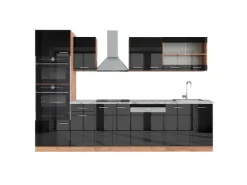 Best Vicco R-Line Küchenzeile /Goldkraft Eiche 300 cm mit HochschrankAP Marmor ohne E-Geräte Einbauküchen