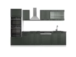 Vicco R-Line Küchenzeile Anthrazit Landhaus/Goldkraft Eiche 350 cm AP Eiche ohne E-Geräte Anthrazit Struktur