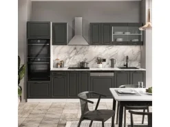 Vicco R-Line Küchenzeile Anthrazit Landhaus/Goldkraft Eiche 350 cm AP Eiche ohne E-Geräte Anthrazit Struktur