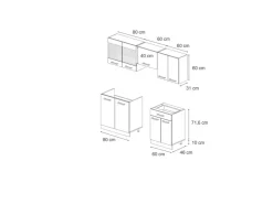Hot Vicco R-Line Küchenzeile Anthrazit Landhaus/Goldkraft Eiche 200 cm ohne Arbeitsplatte ohne E-Geräte Anthrazit Struktur
