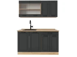 Single-Küchen<Vicco R-Line Küchenzeile Anthrazit Landhaus/Goldkraft Eiche 140 cm AP Eiche ohne E-Geräte Anthrazit Struktur