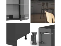 Vicco R-Line Küchenzeile Hochglanz/ 140 cm AP Eiche ohne E-Geräte Single-Küchen