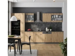 Best Vicco R-Line Küchenzeile Artisan Eiche/Anthrazit 350 cm mit Hochschrankohne Arbeitsplatte ohne E-Geräte Küchenschränke