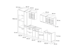 Pantryküchen<Vicco R-Line Küchenzeile /Weiß 350 cm mit Hochschrankohne Arbeitsplatte ohne E-Geräte Artisan Eiche
