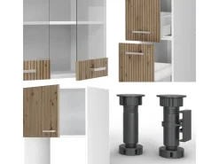 Pantryküchen<Vicco R-Line Küchenzeile /Weiß 350 cm mit Hochschrankohne Arbeitsplatte ohne E-Geräte Artisan Eiche