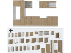 Pantryküchen<Vicco R-Line Küchenzeile /Weiß 350 cm mit Hochschrankohne Arbeitsplatte ohne E-Geräte Artisan Eiche