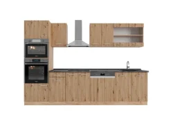 Outlet Vicco R-Line Küchenzeile Artisan-Eiche/Goldkraft Eiche 300 cm mit HochschrankAP Anthrazit ohne E-Geräte Artisan Eiche