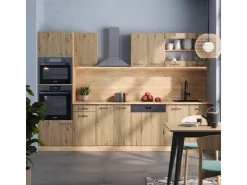 Outlet Vicco R-Line Küchenzeile Artisan-Eiche/Goldkraft Eiche 300 cm mit HochschrankAP Anthrazit ohne E-Geräte Artisan Eiche