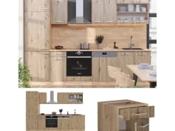 Hot Vicco R-Line Küchenzeile Artisan-Eiche/Goldkraft Eiche 300 cm AP Eiche ohne E-Geräte Single-Küchen|Pantryküchen