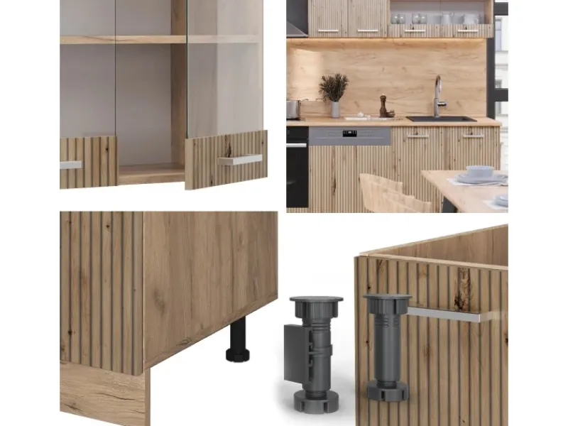 Hot Vicco R-Line Küchenzeile Artisan-Eiche/Goldkraft Eiche 300 cm AP Eiche ohne E-Geräte Single-Küchen|Pantryküchen