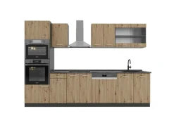 Discount Vicco R-Line Küchenzeile Artisan Eiche/Anthrazit 300 cm mit Hochschrankohne Arbeitsplatte ohne E-Geräte Eiche Hell