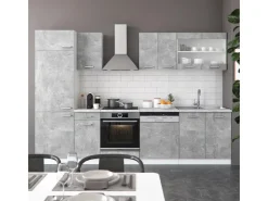 Outlet Vicco R-Line Küchenzeile /Anthrazit 240 cm AP Anthrazit ohne E-Geräte Beton