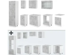 Einbauküchen<Vicco R-Line Küchenzeile 300 cm AP Marmor ohne E-Geräte Beton