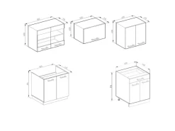 Vicco R-Line Küchenzeile Beton/Weiß 200 cm AP Anthrazit ohne E-Geräte Betongrau